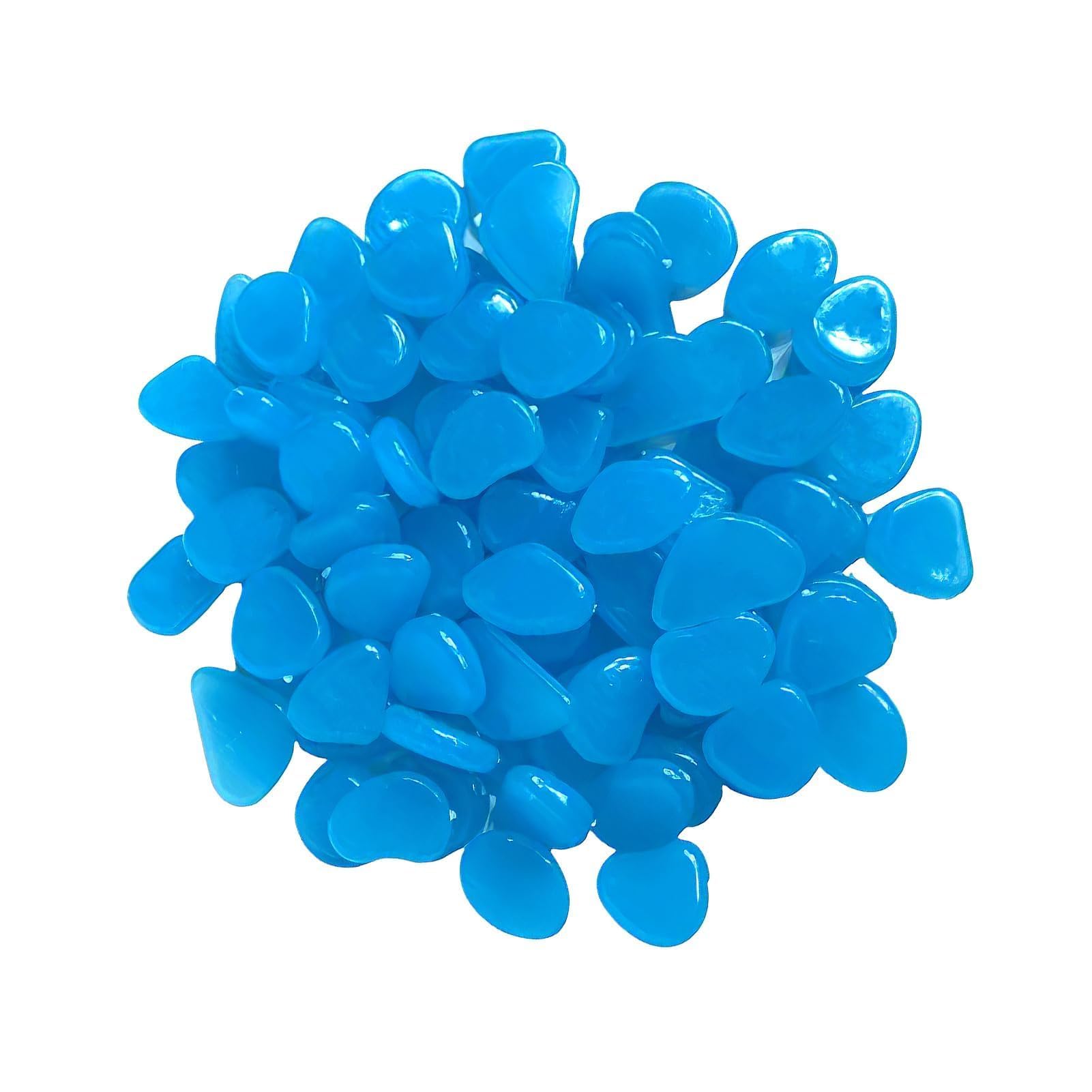 Pietre Luminose da Giardino 300 Pezzi, Sassi da Giardino, Decorative Sassi Luminosi, Brillanti Ciottoli, Pietre Luminosi per Acquario Prati Terrazza, Sassi Decorativi per Vasi, Pietra Luminosa, Blu