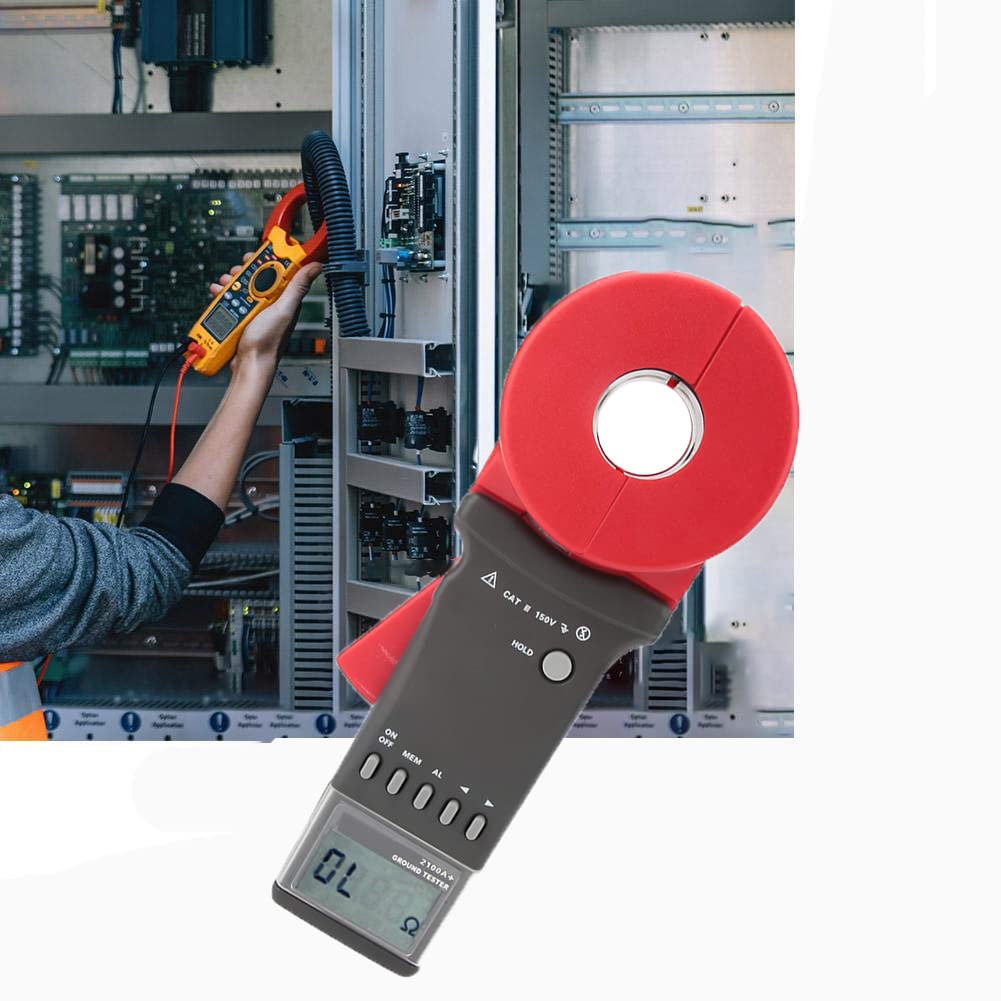 Pinza Amperometrica Digitale ETCR2100A+, Misuratore di Resistenza di Terra a Pinza con Display LCD, Tester di Resistenza 0,01-200Ω (Bocca Rotonda)
