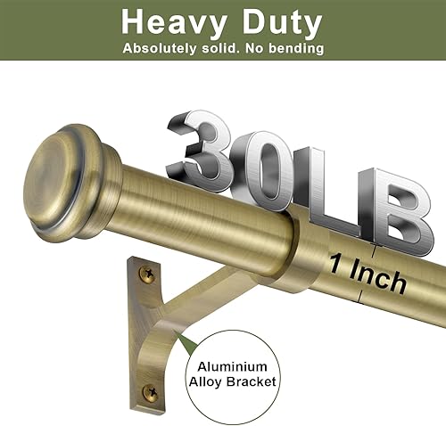 Miniatura 10 de Paquete de 2 barras de cortina, barras de cortina de 1 pulgada para ventanas de 72 a 144 pulgadas, barra de cortina colgante y soporte de pared con