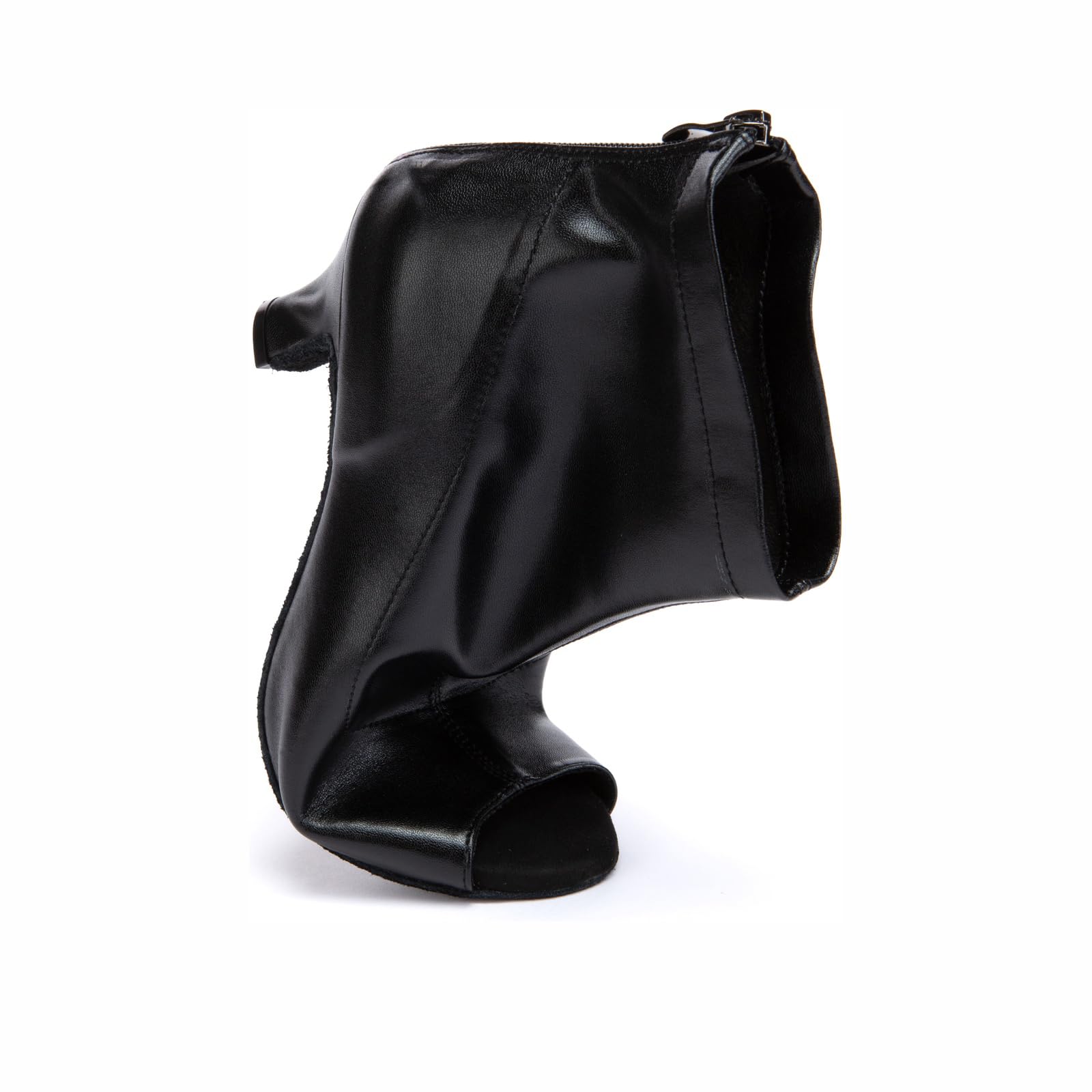 SWDZM Stivali Ballo Latino Donna Punta Aperta Pelle Sintetica | Tomaia in ecopelle morbida ed elastica con punta aperta,pratica cerniera posteriore,suola in pelle scamosciata,tacco da 6 cm