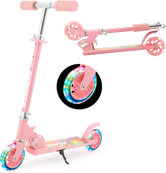 【人気バージョン】キックボード キックスクーター 子供 キッズ 3~12歳子供用 2輪 LEDタイヤ 耐荷重50kg 幼児車 おもちゃ 折り畳み式 フットブレーキ 子供の日/入学お祝い/クリスマス/新年/誕生日プレゼント - 1