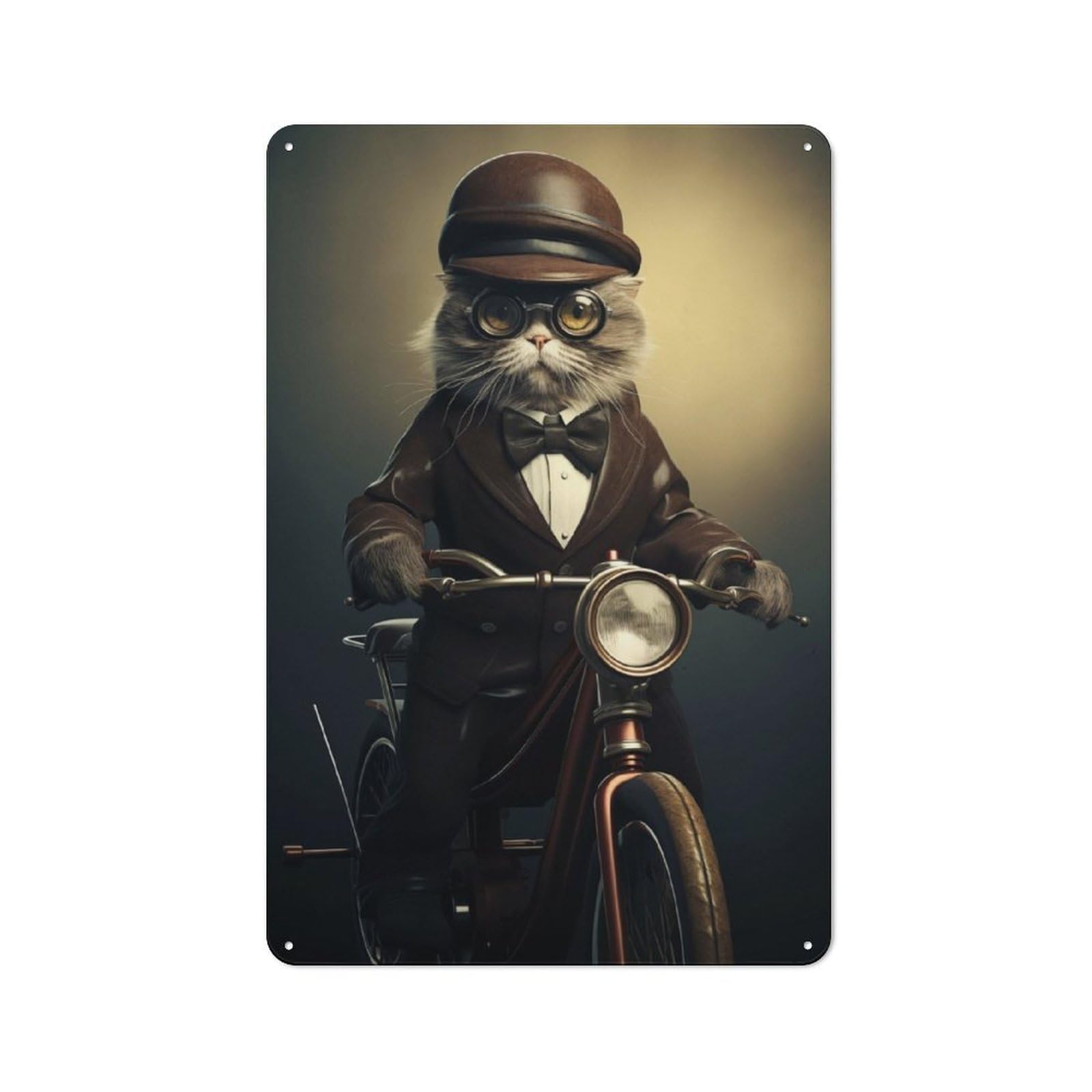 Junmoney Funny Cat On A Bicycle For Garden Room Or Summerhouse, Vintage Tin Sign 30X20cm, For Display In Garden Rooms And Summerhouses