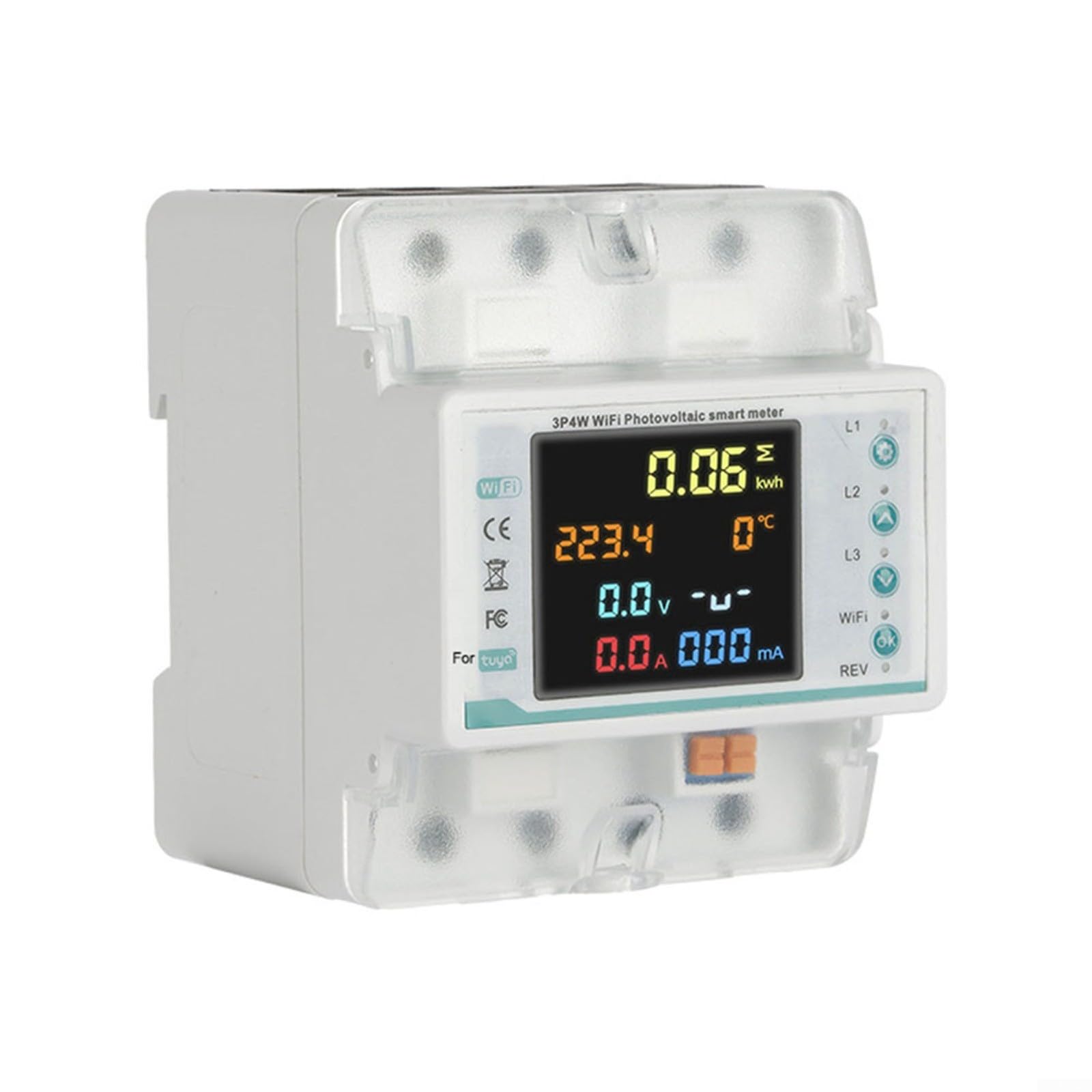 Smart 3 Phase WiFi Contatore di energia 100A Display LCD Monitor di energia Analizzatore di consumo energetico con protezione da sovratensioni per il sistema solare domestico industriale