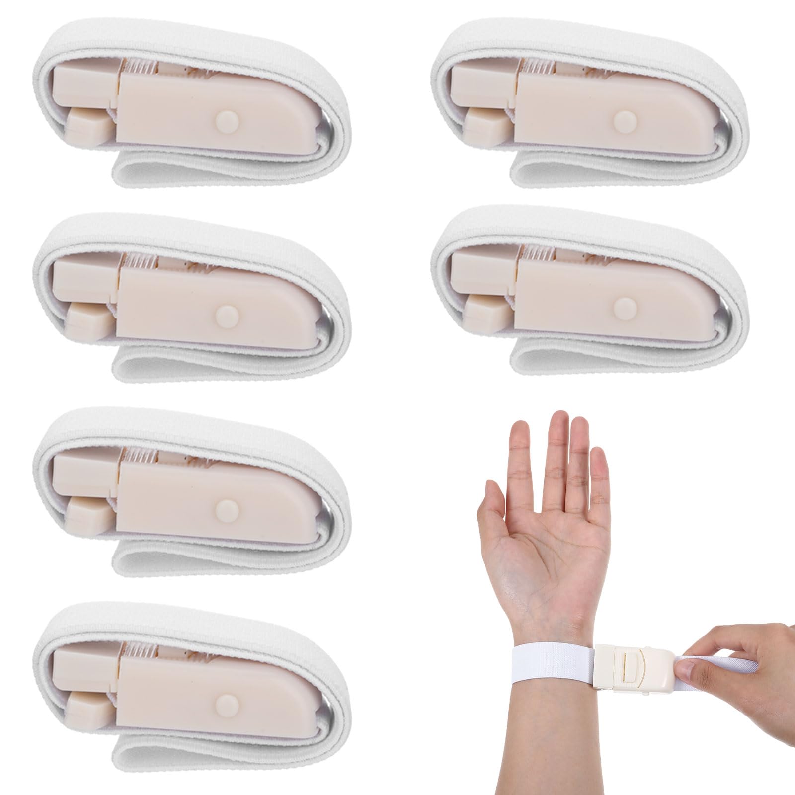 Lot de 6 gaines de congestion de sang - Garrot élastique - Pour prise de sang - Très flexibles - Pour urgences médicales - Blanc