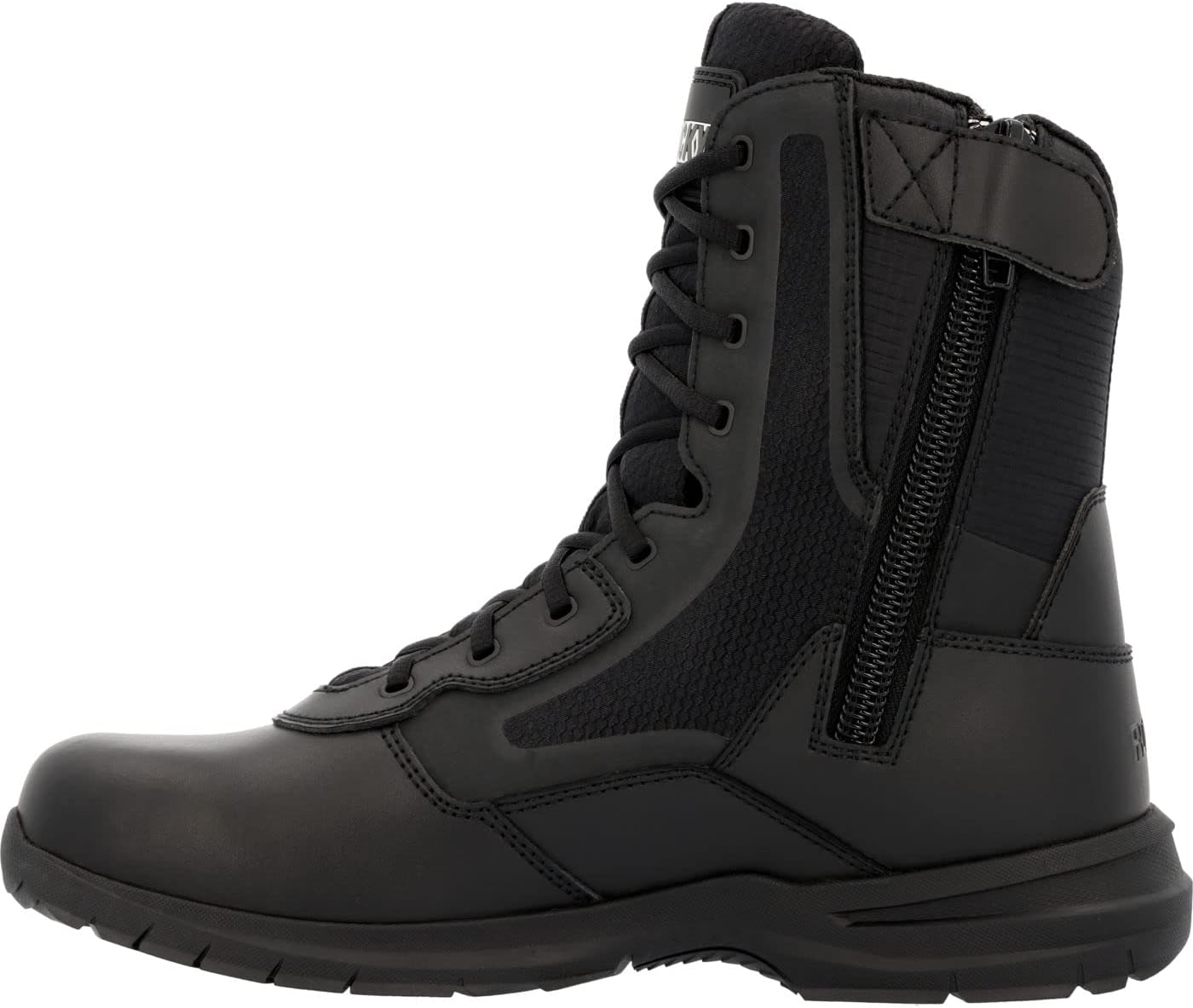 ROCKY Cadet 8" Black Side Zip Public Service Boot Size 7.5(W)