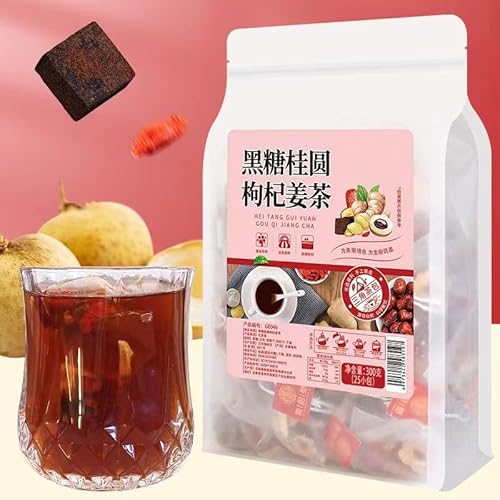 黒糖赤いナツメ姜茶 黒糖姜茶 紅棗枸杞茶 フラワーティー 赤いナツメ クコの実 生姜 黒糖 桂円干しなど原材料を精選配合花茶 中国茶 花茶 漢方 女養気血茶 健康茶 無添加(300g(12g*25包))