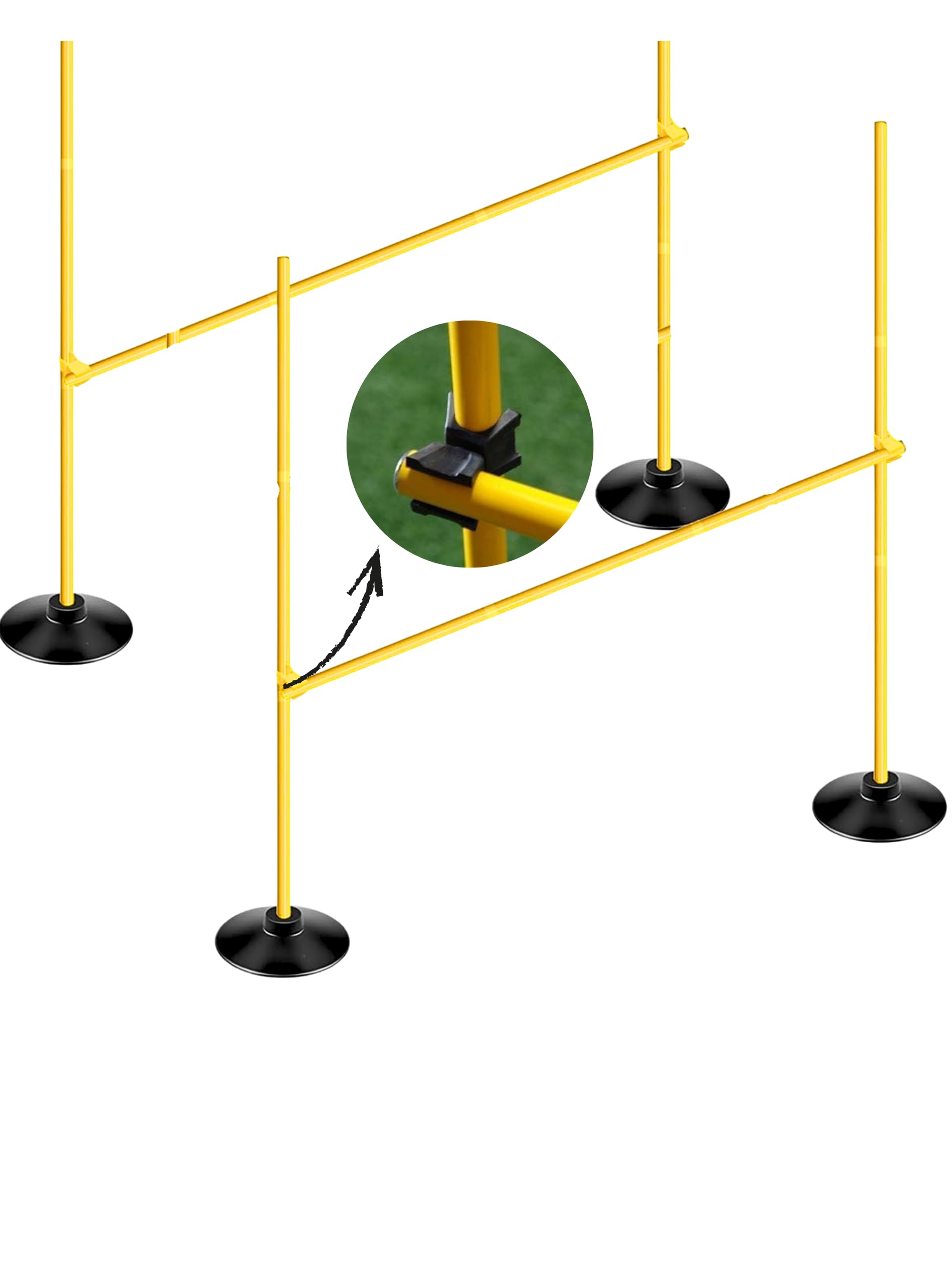 Agility Poles Set Detachable (Pack of 4 Poles 5ft and 2 Pole 2.5ft with 4 Rubber Base) Sports Trainning Speed Pole Slalom Poles with Rubber Base Sport Traning Equipment-image-4