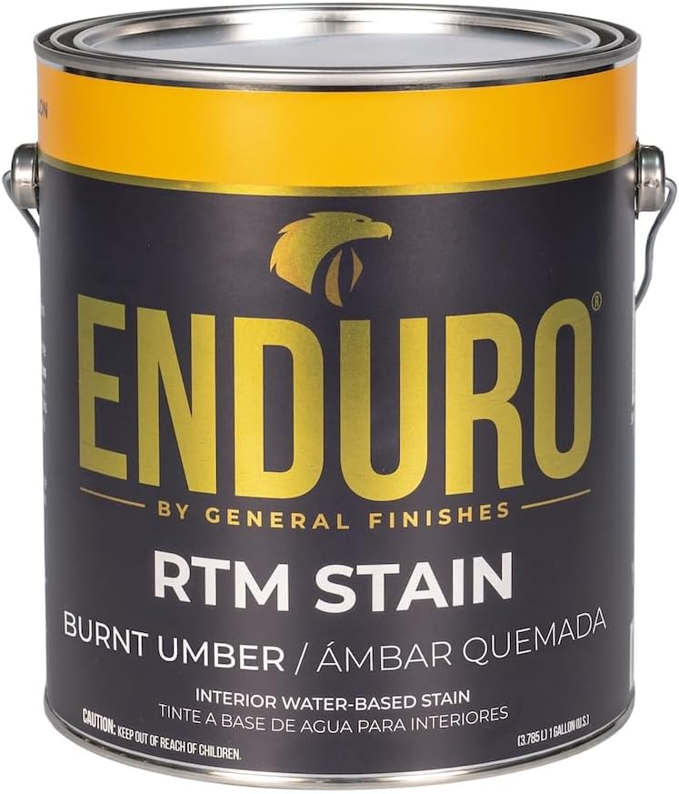 General Finishes Enduro RTM Water Based Wood Stain, 1 Gallon, Burnt Umber