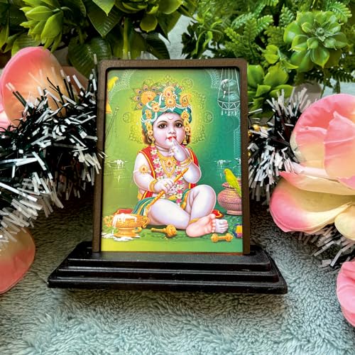 Image of Panchmukhi Hanuman Wooden Idol - Glossy Finish 5x4in | Murti for Car Dashboard & Home Temple | Perfect Small Statue for Door Entrance & Puja | Enhance Spaces (bal Gopal 1)