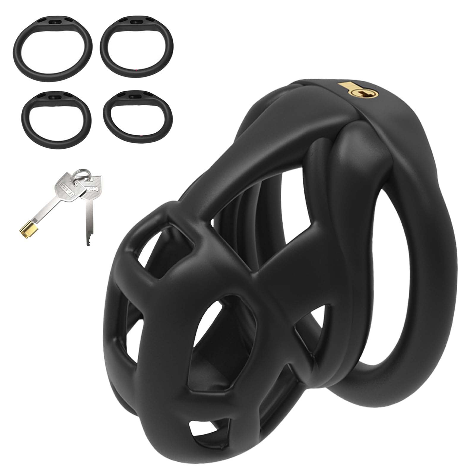 Chastity Cage avec 4 Cock Rings,Cages de Chasteté Pour Punition Sextoyse Couple,Homme Cock Bondage BDSM Sex toys (M)