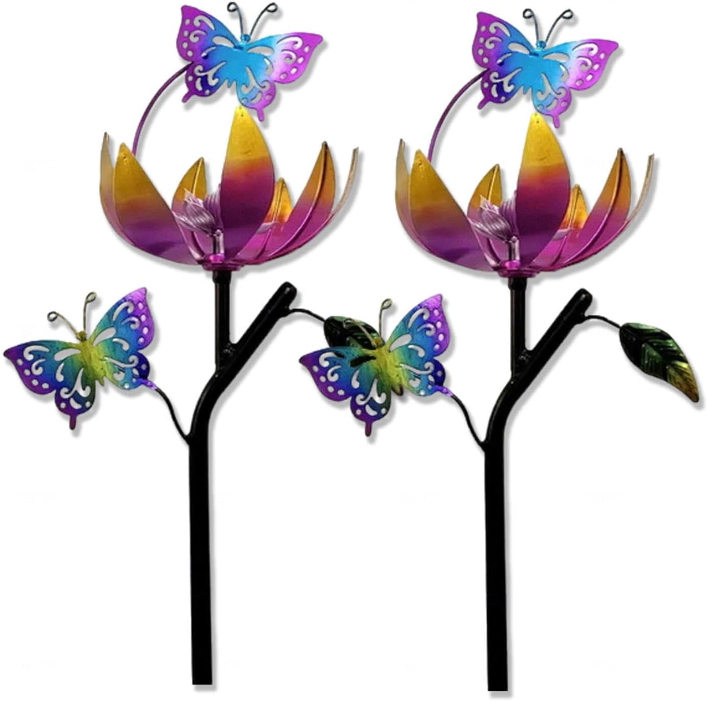 Butterfly Wind Spinner, 46 inch/117cm Wind Art for Yard and Garden Stainless Steel, Windmill Yard Decor Decor Gifts for Family Friends,B（2Packs）