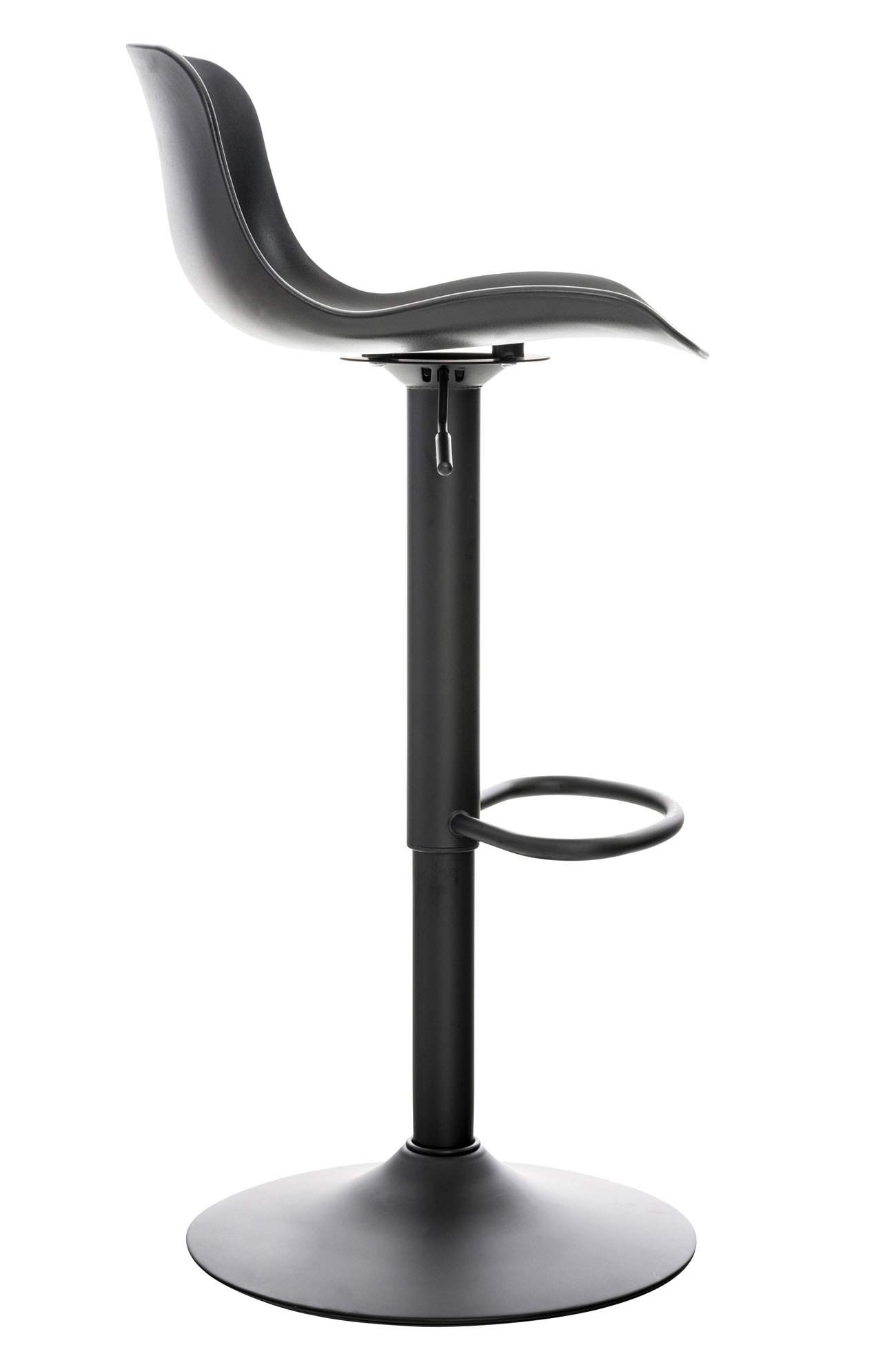 CLP Set 2 Sgabelli Bar Almada in Polipropilene I Coppia Sedie Alte Bancone Girevoli Regolabili 57-78 CM, Colore:Nero