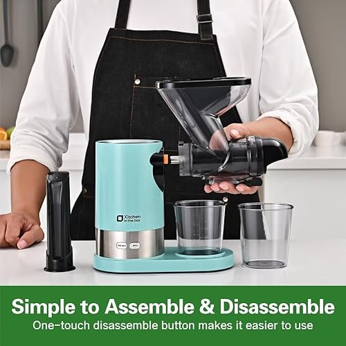 Miniatura 5 de Kitchen in the box Exprimidor, pequeño exprimidor de prensa en frío para una sola porción, máquina exprimidora de verduras y frutas para uso diario,