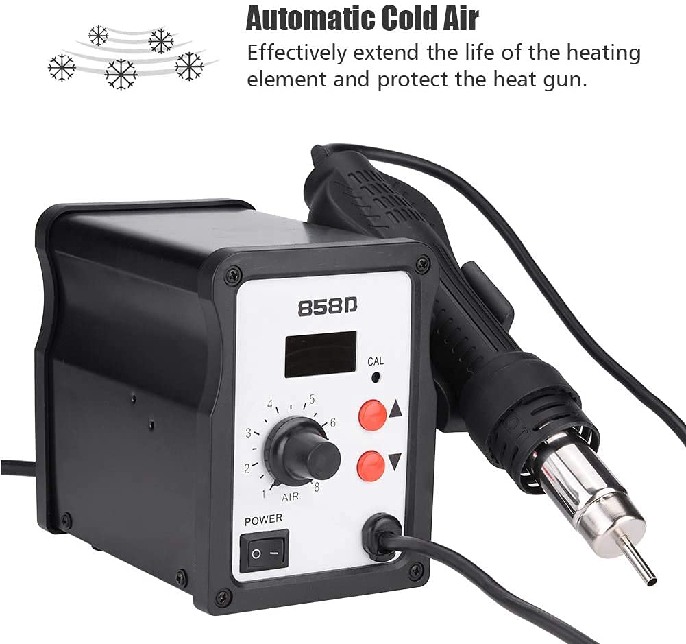 Estaci¨®n de Soldadura Digital 700W con Pantalla LED SMD Rework Station Herramienta de Aire Caliente para Componentes Electr¨®nicos 858D