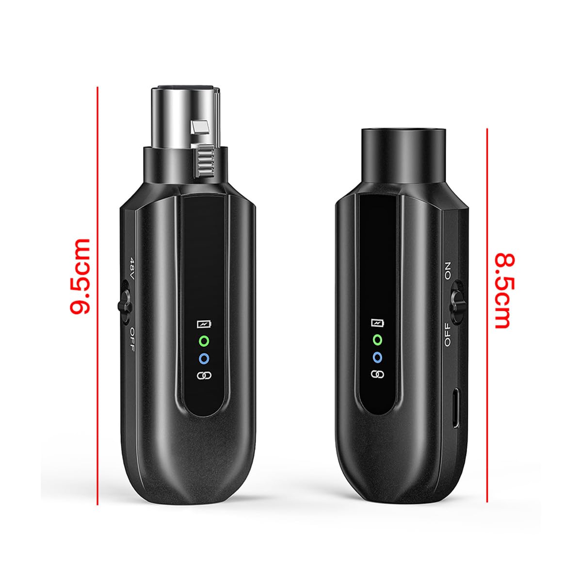 Ricevitore trasmettitore Microfono Wireless Adattatore Microfono Wireless 2.4G per microfoni a condensatore dinamici Durata della Batteria 12 Ore Raggio d'azione 150 Piedi