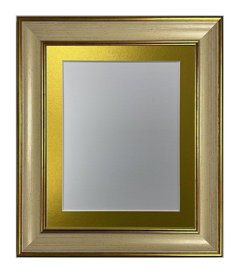 FRAMES BY POST Scandi Cream & Gold Picture Photo Frame with Gold Mount 6 x 4 Image Size 4 x 3