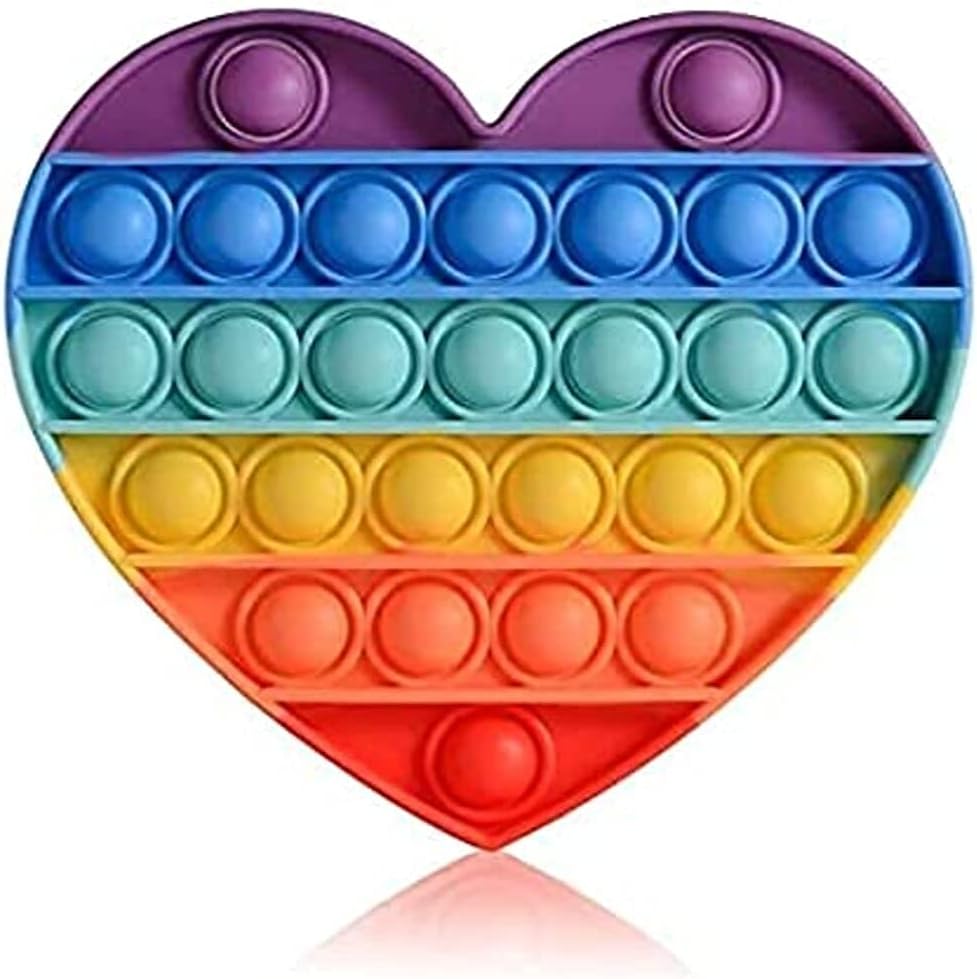 URBAN BOX Fidget Toy Satisfying Big Push Bubble Rainbow Fidget Sensory Toy Stress and Anxiety Relief Novelty Gift for Both Children & Adults Education & Craft Supplies (Heart)