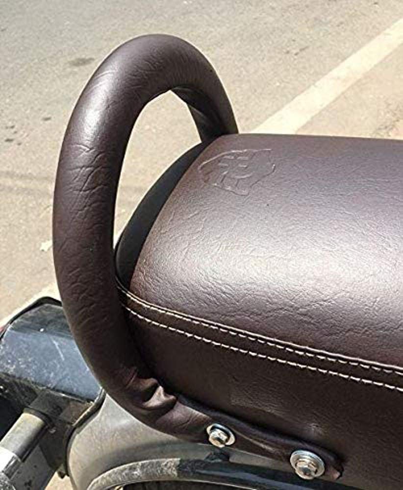 PA World Backrest Support Pillion Brown Cushion Back Rest Full Black Bar for Royal Enfield Models RE-21-image-7