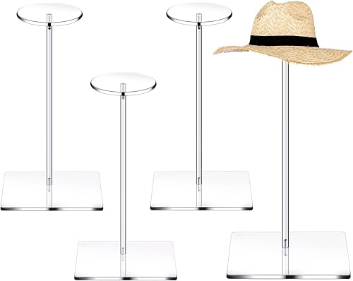 Chunful Soporte de acrílico para pelucas, soporte de pedestal transparente, soporte para sombreros de béisbol, soporte cuadrado redondo acrílico