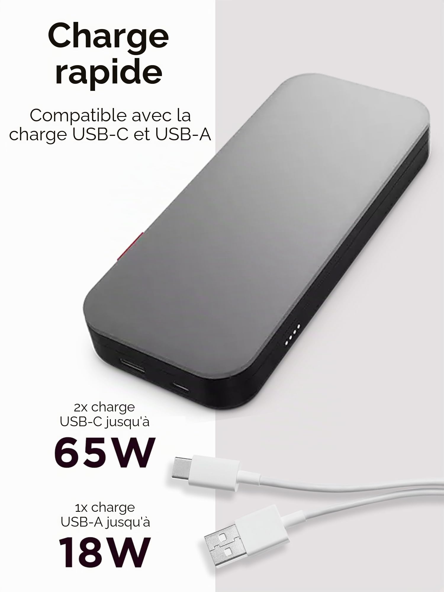 Lenovo Go [PowerBank] Chargeur USB-C pour Ordinateur Portable (20 000 mAh), Gris tempête