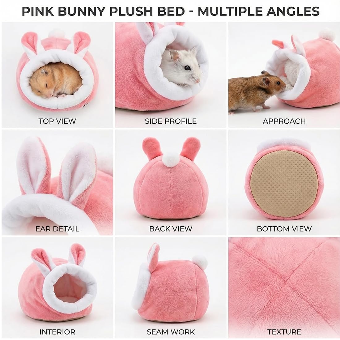 Set di 2 Letti per Animali Domestici per Porcellini d'India, Cincillà, Ricci – Confortevoli, Stampati con Cartoni, per Dormire, Inverno, Interno (Rosa e Blu)