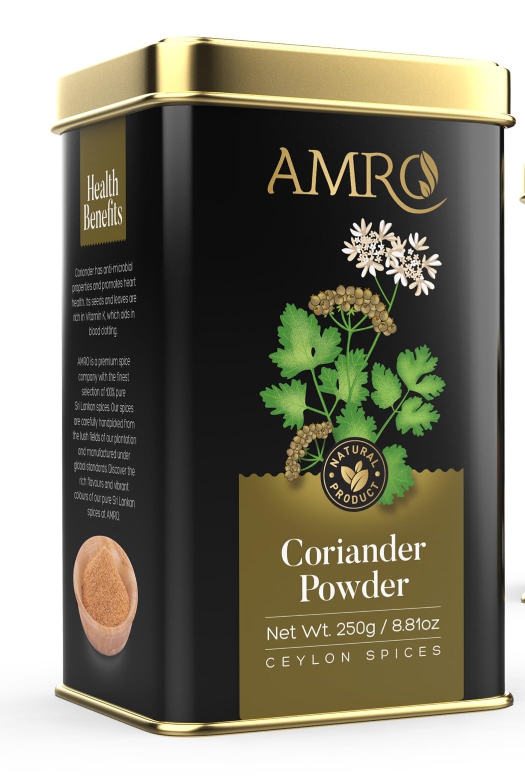 Pure Ceylon Coriander Powder 200g (7.05 oz) Coriander gently dried and ground, without additives. Premium Quality Coriander Powder with great packaging.