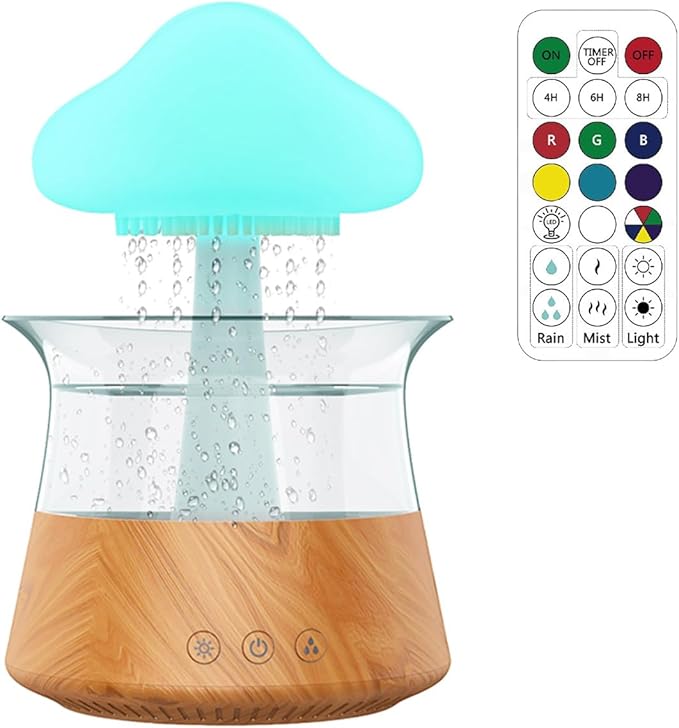 Raindrop Cloud Humidifier With 7 Colour Lights Timer Portable Cloud