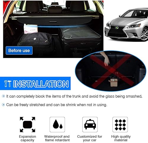 Miniatura 3 de Powerty Cubierta de carga para Lexus CT200h 2011-2017 Accesorios Cubierta de maletero retráctil Cubierta de blindaje de maletero Cubierta de