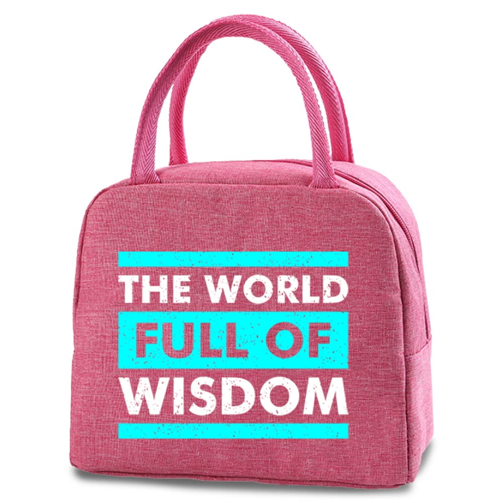 Insulated Lunch Bag Tote Bag for Women Wide Open Insulated Cooler Bag Water-Resistant Thermal Leak-Proof Lunch Organizer for Men Girls Children Outdoor Picnic Work (The World Full of Wisdom)