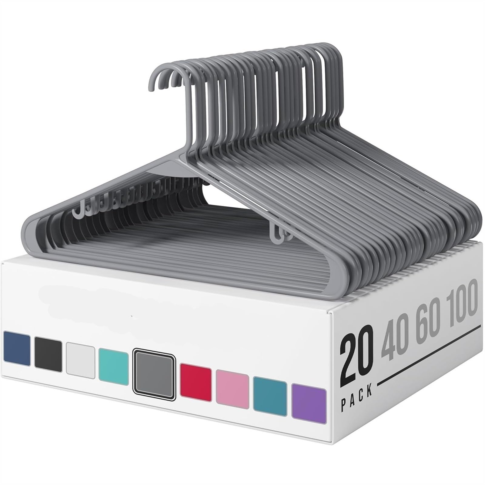 Kleiderbügel Aus Kunststoff, 20er-Pack, Weiße Kleiderbügel Aus Kunststoff, Die Perfekten Kleiderbügel Und Platzsparenden Kleiderbügel(Gray)