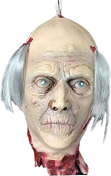 Severed Head Prop Hanging Halloween Props Life-Size Bloody Fake Head Latex Scary Stuff for Halloween Party Indoor, Bar, Haunted House Decor Fake