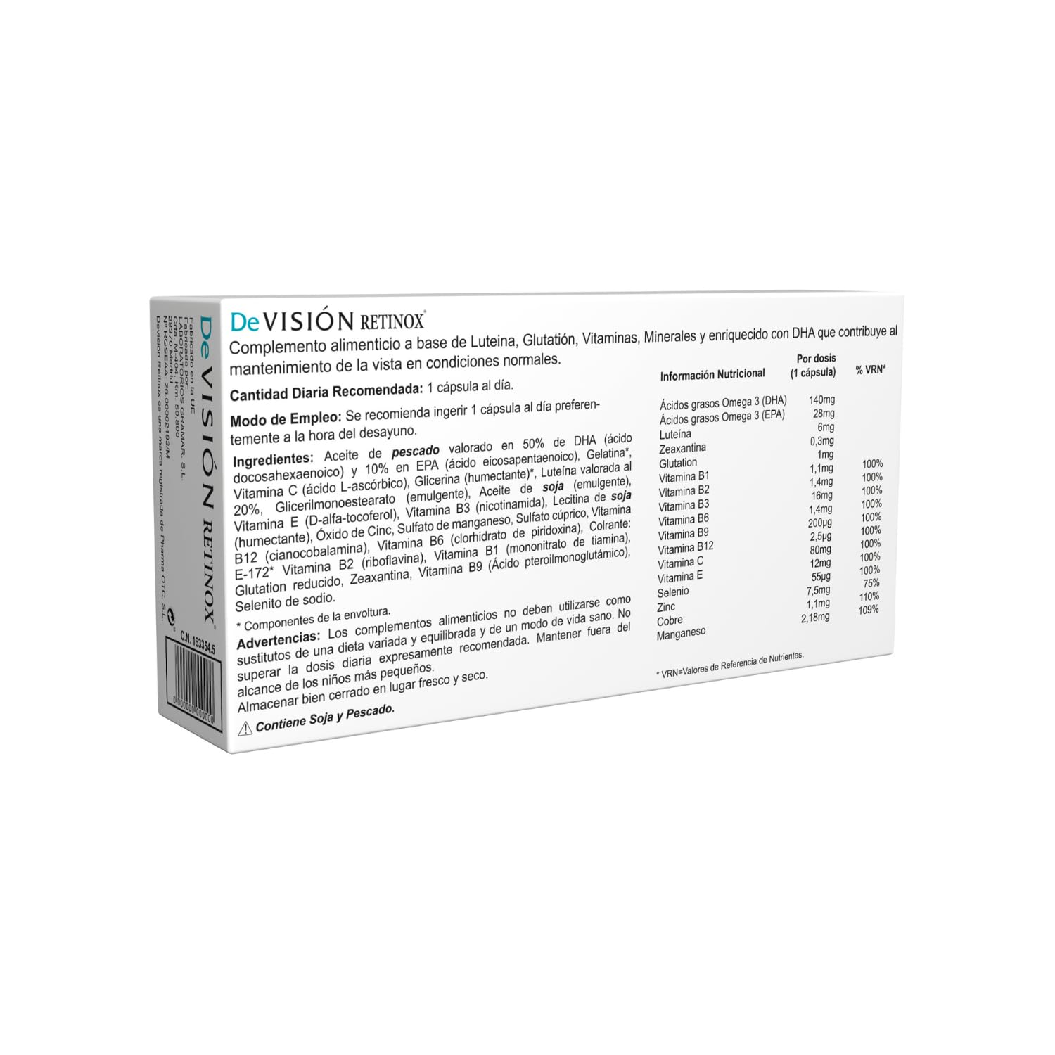 Devisión Retinox 30 Cápsulas - Pack de 2 Unidades - Ayuda al Mantenimiento de la Vista y a la Protección Celular frente al Daño Oxidativo - con DHA, Luteina, Vitaminas y Minerales