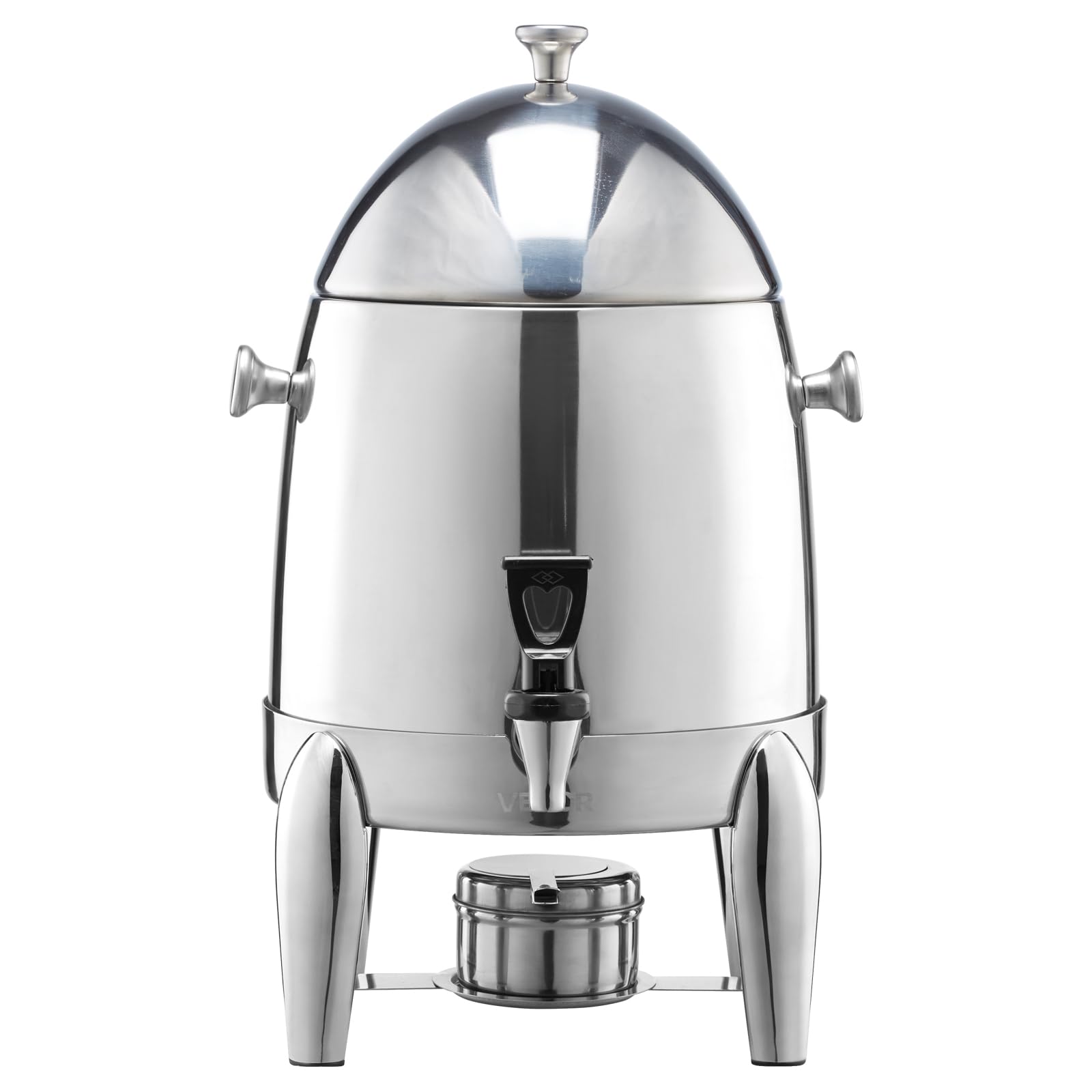 VEVOR Dispensador de Bebidas de Acero Inoxidable 12 L con Quemador de Alcohol, para Café, Té y Agua Caliente, con Grifo para Hielo, Ideal para Restaurantes, Hoteles y Fiestas, 280 x 280 x 520 mm