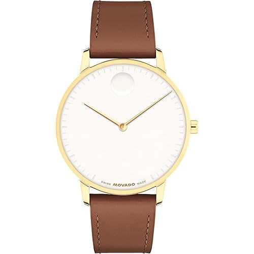 Movado Face Collection - Swiss Quartz Watch with 2H Movement, Leather Strap - Water Resistant 3ATM - Luxury Fashion Timepiece - Gift for Him and Her - 39mm
