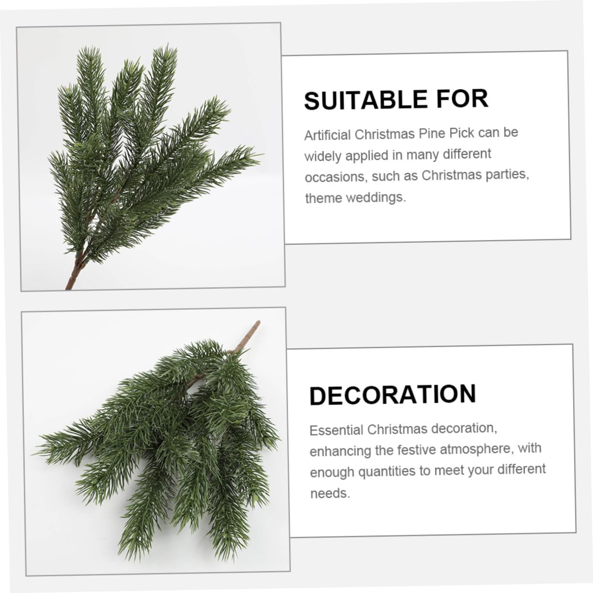 Zerodeko 2 Sätze Künstliche Tannennadeln Grün Künstlicher Tannenzweig Gefälschte Pinienpicks Künstliche Kiefernnadeln Groß Weihnachtszweigdekorationen Baum Laub Klein Green Pu 3 Stücke * 2