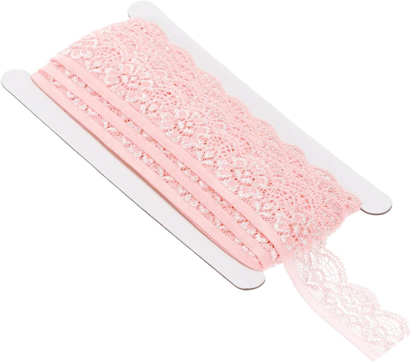 Unifizz Stretch Lace Trim Ribbon 2.5 cm × 10 Yards – Soft Nylon Spandex Floral Crochet Lace for Sewing, Dressmaking, DIY Crafts, Fabric, Wedding Decoration and Gift Wrapping, Light Pink