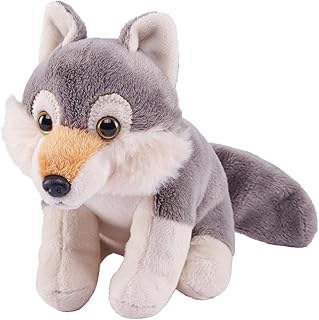 Wild Republic Pocketkins Eco Wolf, Stuffed Animal, 5 Inches, Plush Toy, Made from Recycled Materials, Eco Friendly