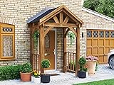 Wooden Porch Canopy Exterior Door Shelter Kit Entrance 2m x 1.5m Thunderdam (4 Post Full Height with Balustrade)