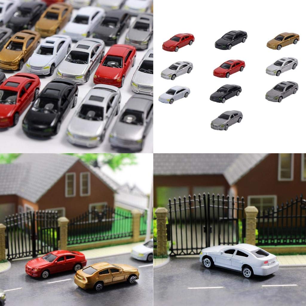 Generic HO Scale Model Mini Car 1:87, 50pcs Assorted Colour, 60x26x18mm, Suitable for HO/TT Scale, Plastic, Kid, Unisex, Model Train Enthusiasts