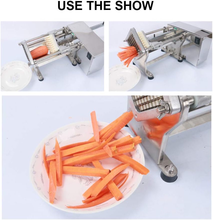 Electric Potato Cutter Vegetable Chopper Veggie Fruit Dicer Fries Chopper Machine with 6mm/9mm/13mm Stainless Steel Blades (110V)