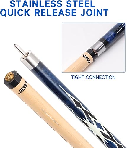 Miniatura 3 de GSE Games & Sports Expert - Palo de billar de arce canadiense (58 pulgadas, 2 piezas, 4 colores, 510-595 g)