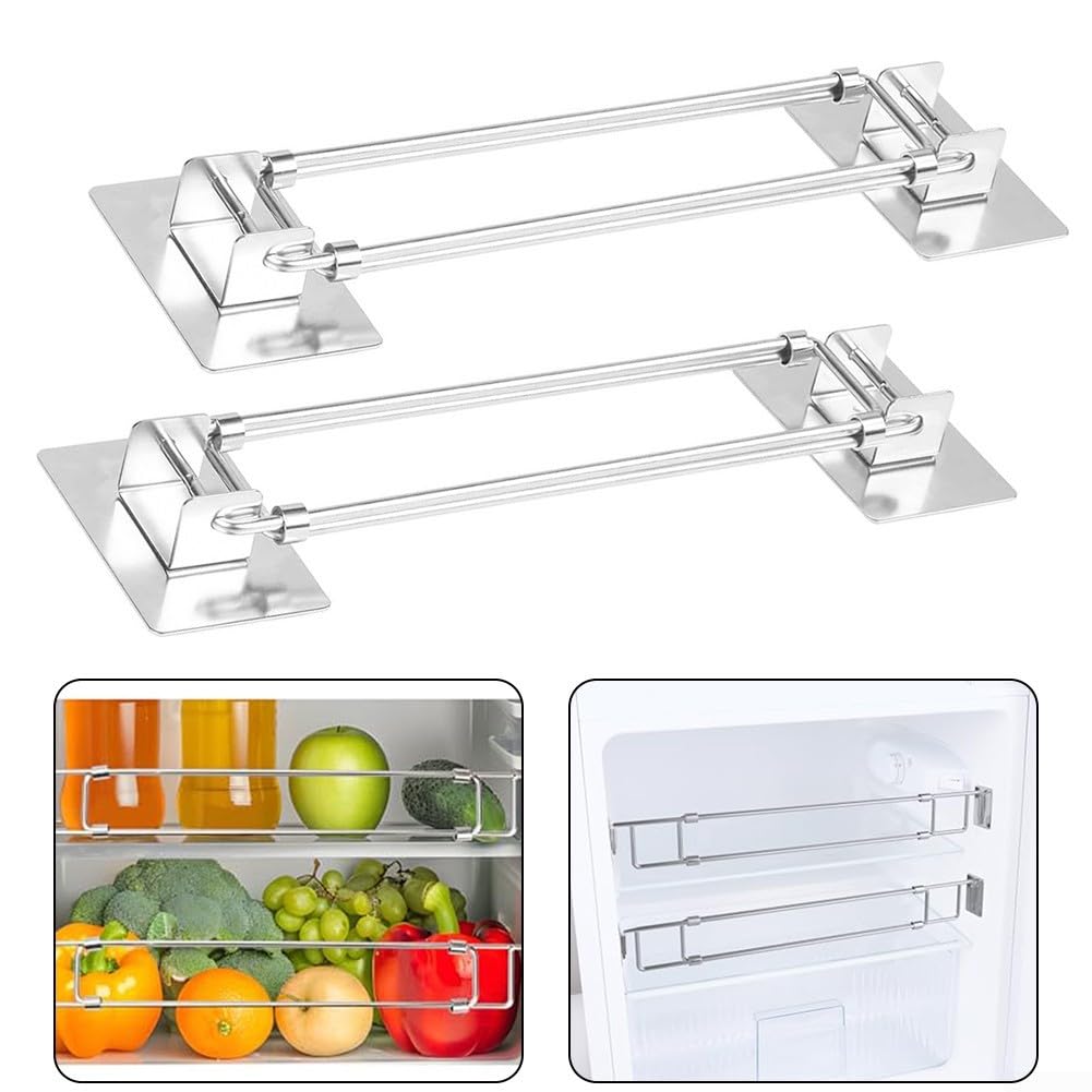Verstellbare Kühlschrankstangen für Wohnmobil, Edelstahl, verstellbar, 32 - 57 cm, Wohnmobil-Aufbewahrungsstange für Wohnmobil-Kühlschrank
