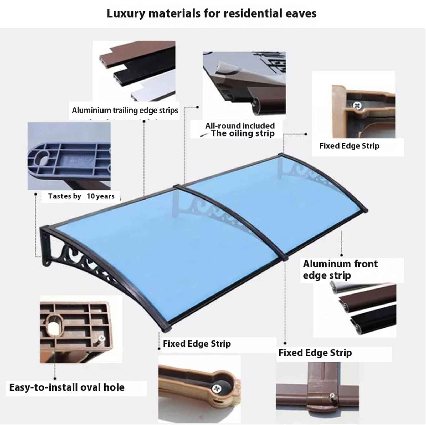 Tendalino da Parete da 80 cm - Design Curvo per Protezione da Pioggia e Vento, Leggero, a Tenuta stagna, Perfetto per Porte e finestre - Elegante Soluzione di tendalino per Esterni