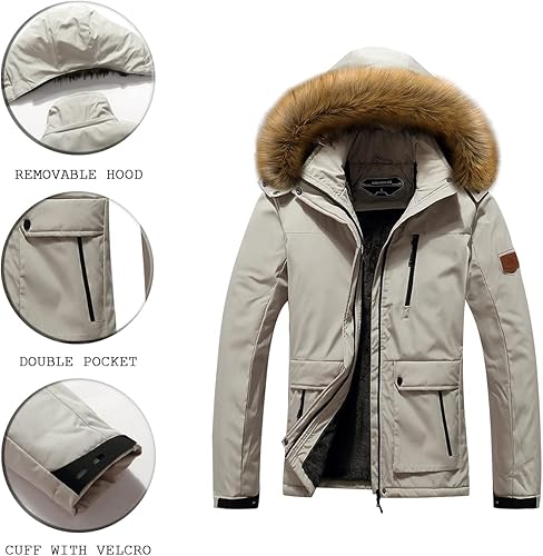 Miniatura 5 de MOERDENG Chaqueta de esquí impermeable para mujer, chaqueta de nieve de invierno cálida con capucha, abrigo de nieve de montaña resistente al