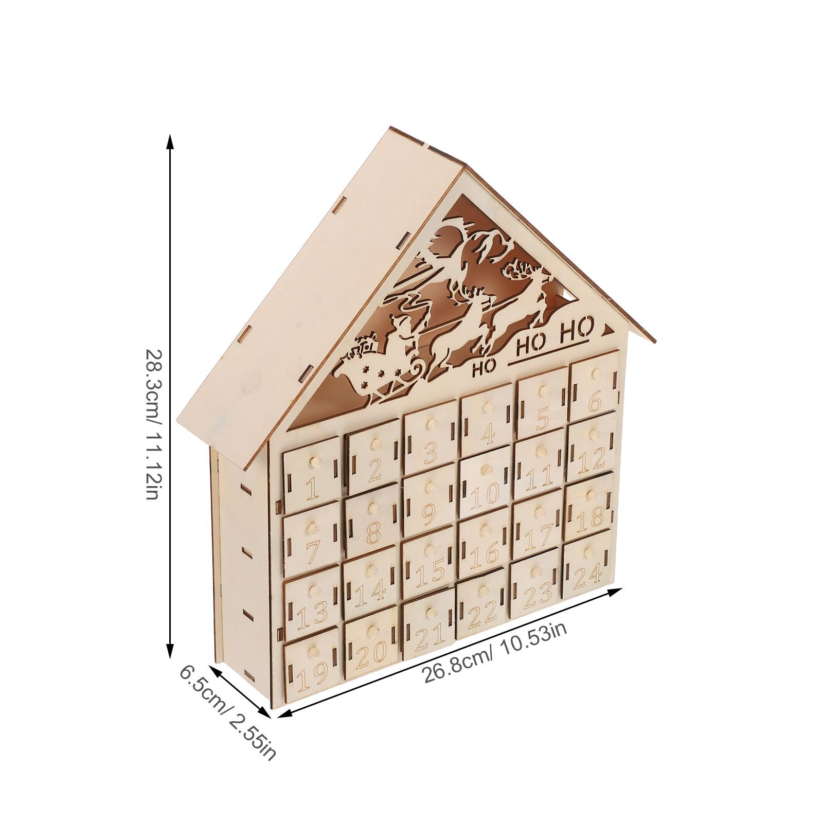 Calendario de Adviento de Madera 24 Cajones Reutilizable para Navidad 2026, Decoración Rústica de Mesa Beige Diseño de Casa Navideña y Sorpresas Personalizables