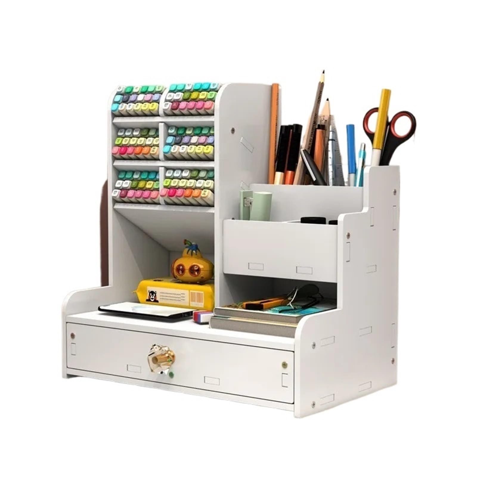 Estante De Almacenamiento De Rotuladores Caja de almacenamiento multifuncional for bolígrafos, estante de inserción oblicua for estudiantes de pintura, estilo cajonera, suministros de oficina, 1 Uds.