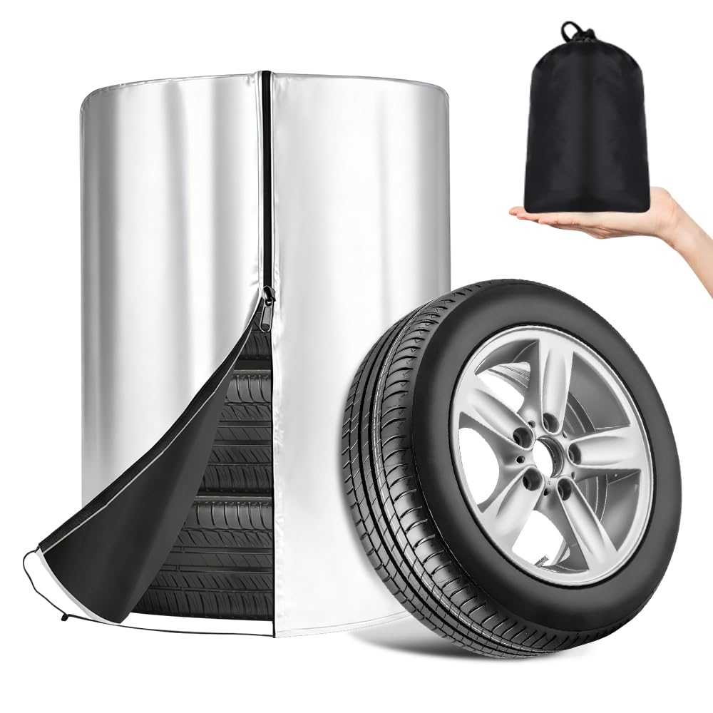 Funda para Neumáticos de Coche, Cubierta de Neumático 18-22 Pulgadas, Impermeable Protector de Ruedas de Coche con Cremallera para Invierno y Exterior, Bolsa Oxford 210D para 4 Neumáticos