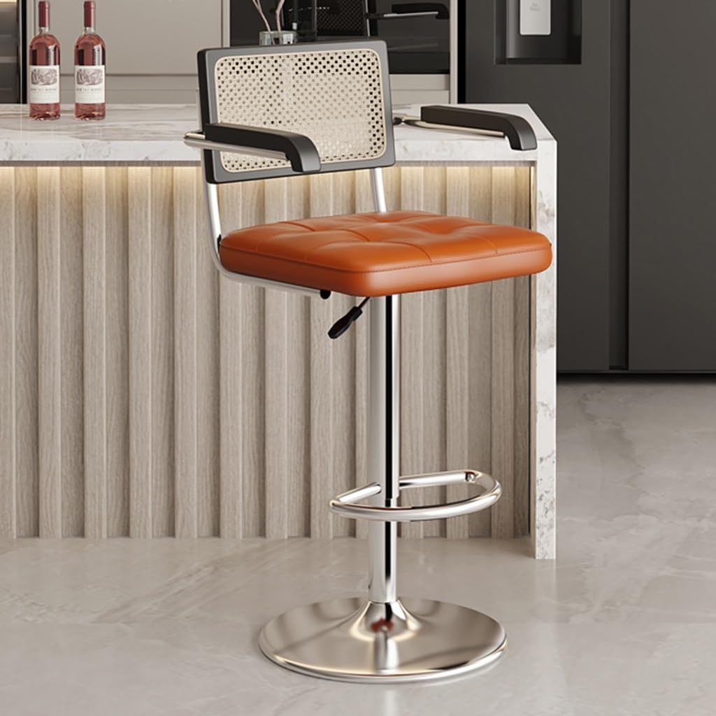 Tabourets de bar pivotants 360° avec dossier rotin confortable