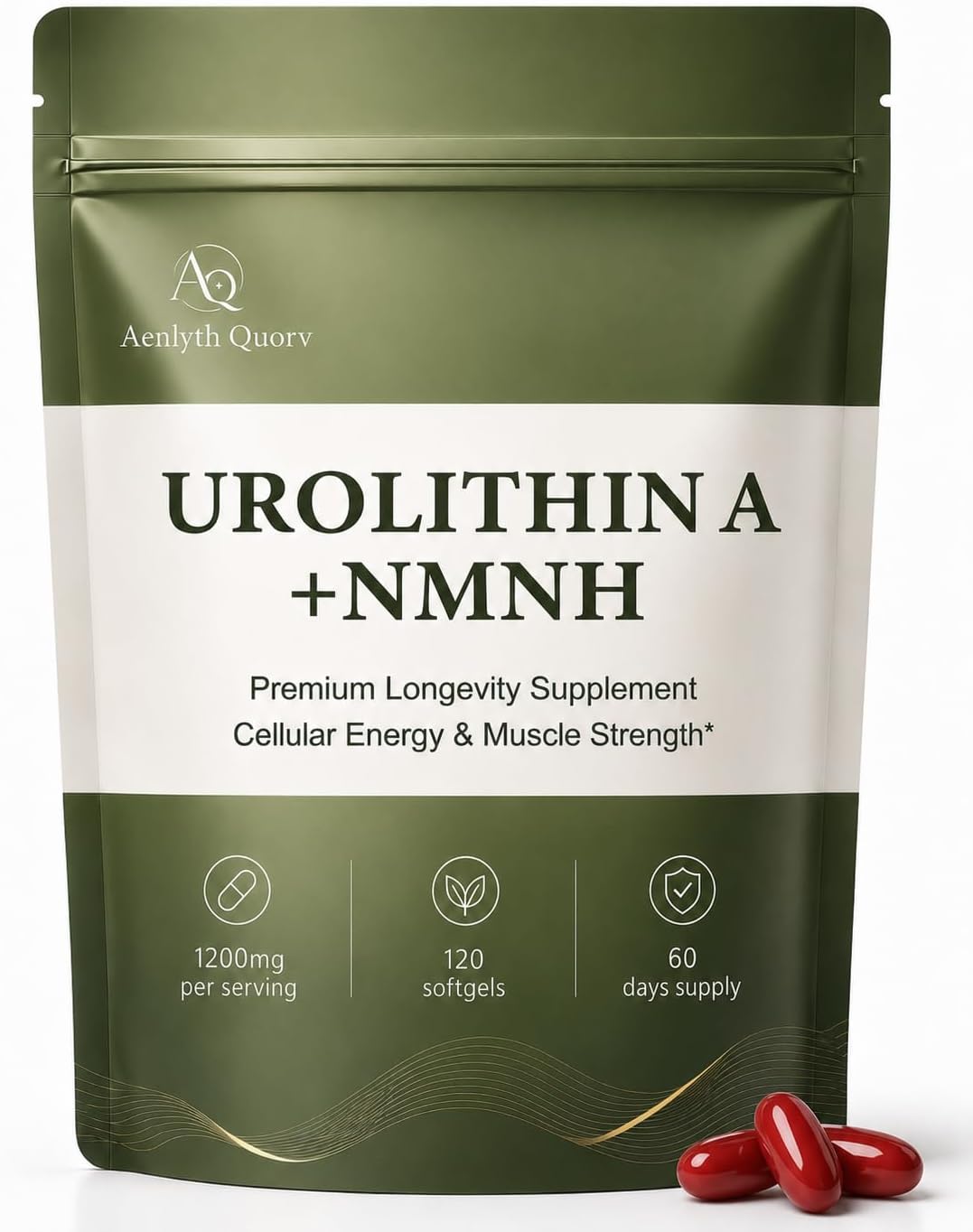 Urolithin A NMNH Supplement for Mitochondrial, Healthy Aging, 120 Softgels