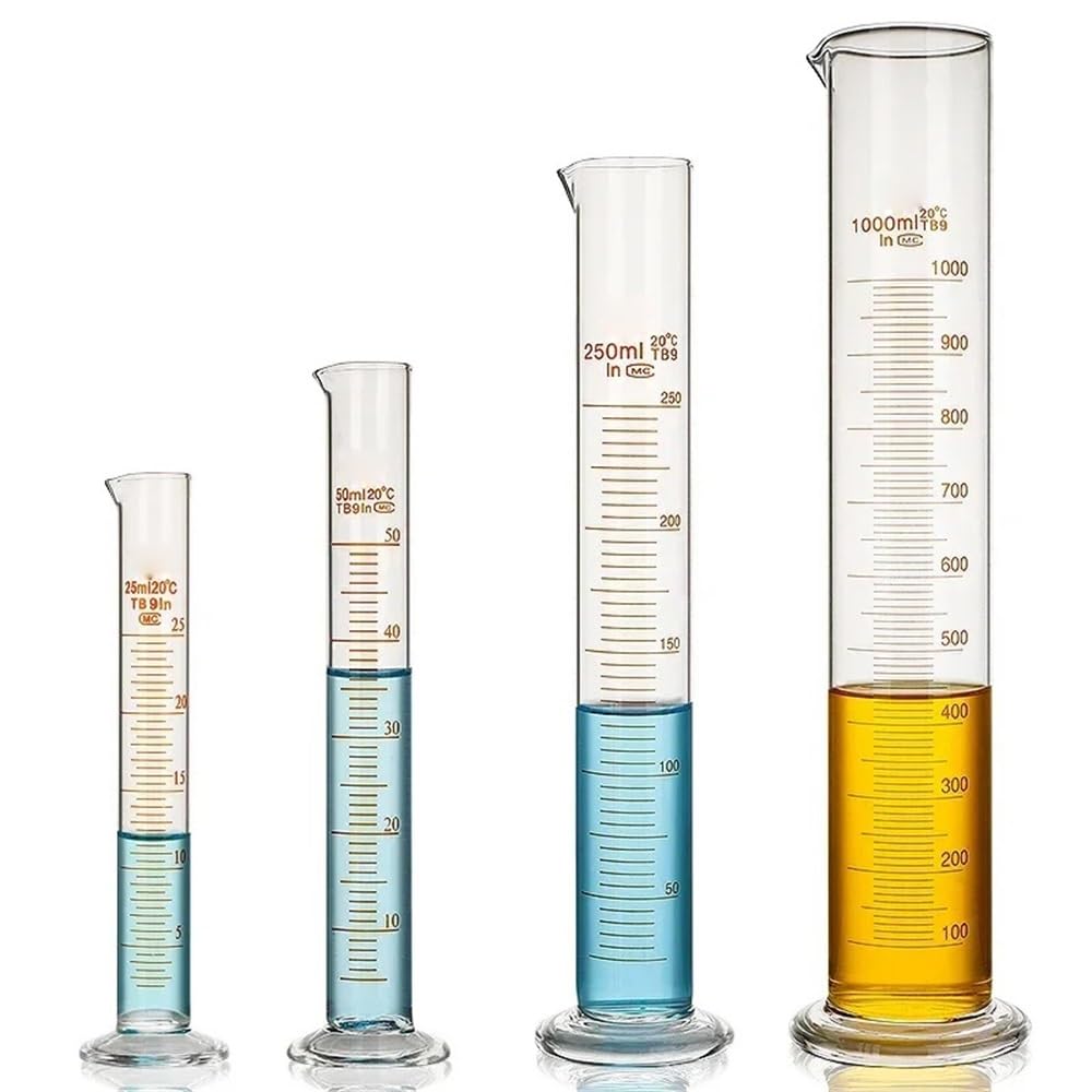 1 pz Cilindro graduato in scala da laboratorio 5 ml a 1000 Contenitore in vetro spesso Forniture Attrezzature da laboratorio